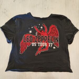 Amplified Women's Led Zeppelin Band T-Shirt Cropped SZ Large